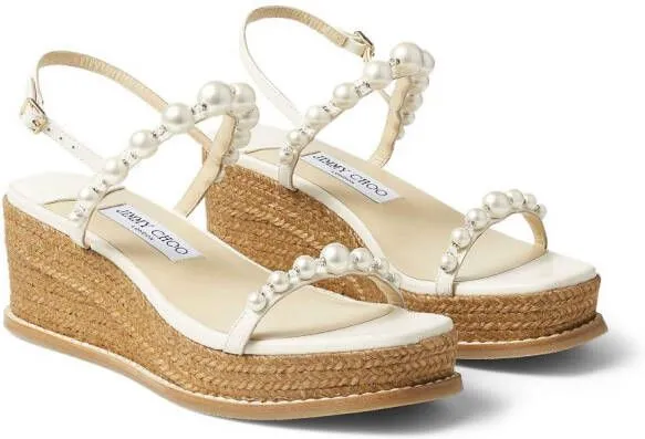 Jimmy Choo Amatuus pearl-embellished 60mm wedge sandals White