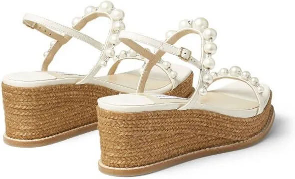 Jimmy Choo Amatuus pearl-embellished 60mm wedge sandals White