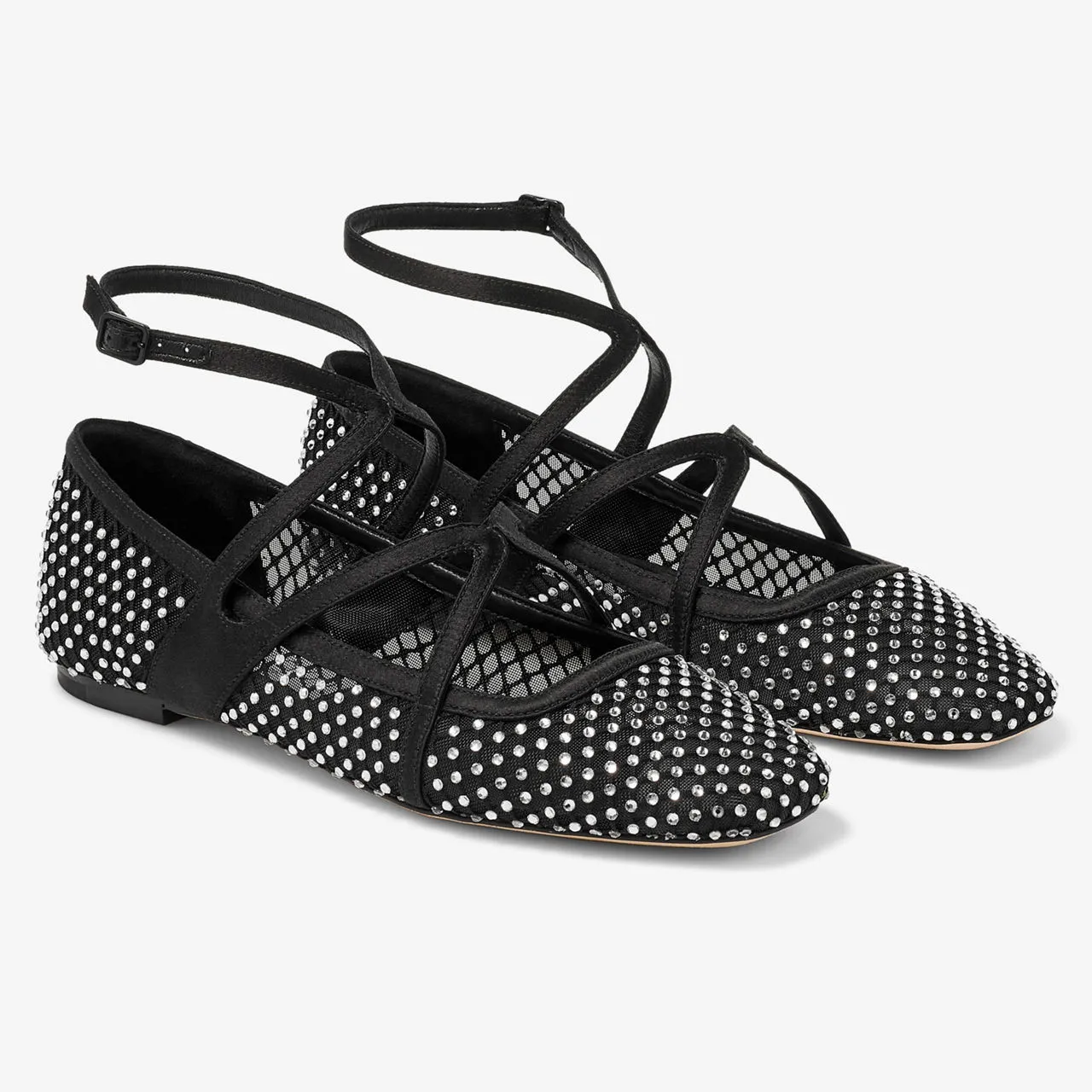 JIMMY CHOO Astoria Embellished Ballet Flats - Black