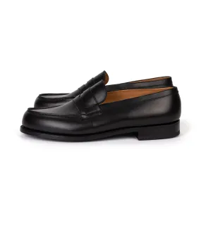 J.M. Weston Boxcalf Leather 180 Loafer: Black