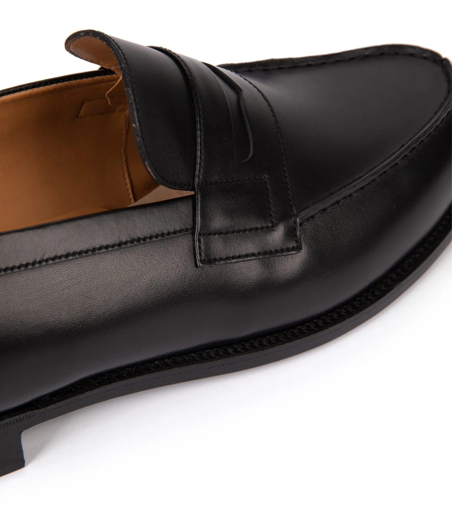 J.M. Weston Boxcalf Leather 180 Loafer: Black