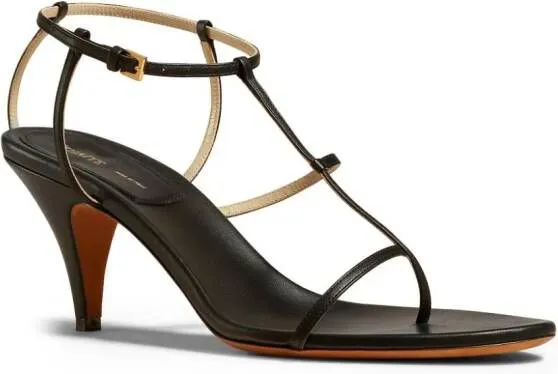 KHAITE The Jones 75mm leather sandals Black