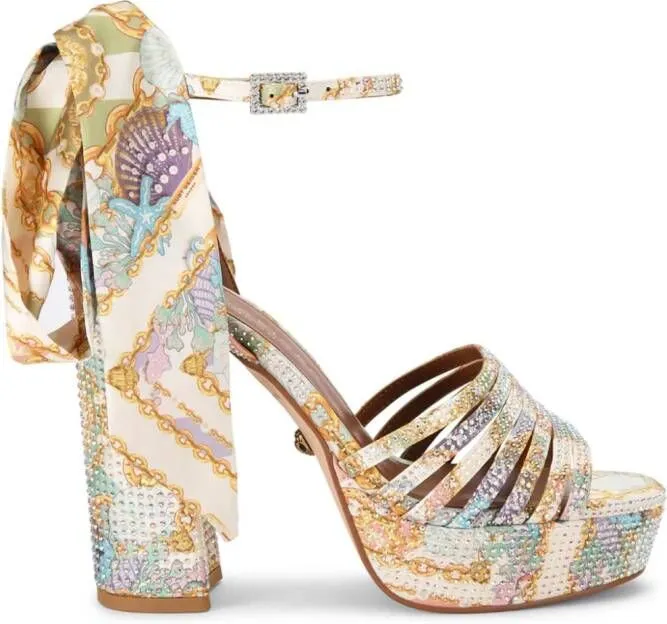 Kurt Geiger London Pierra 115mm baroque-print sandals Neutrals