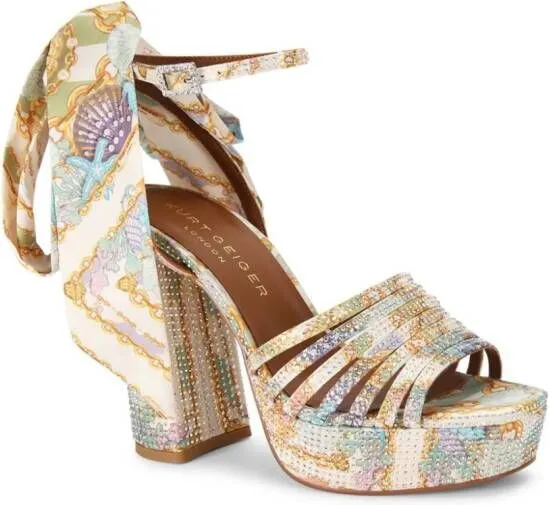 Kurt Geiger London Pierra 115mm baroque-print sandals Neutrals