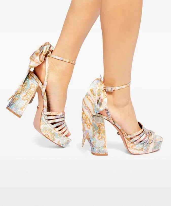 Kurt Geiger London Pierra 115mm baroque-print sandals Neutrals