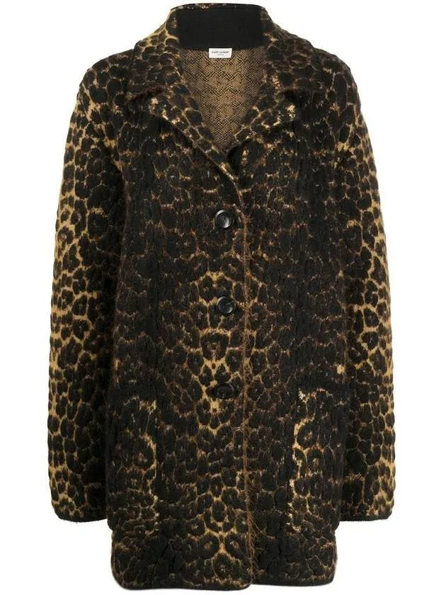 Leopard Print Breasted Single Coat Brown