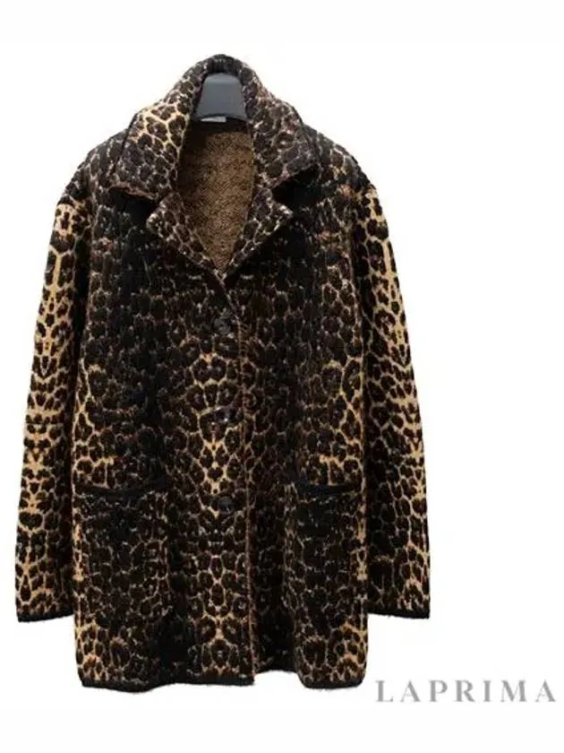 Leopard Print Breasted Single Coat Brown