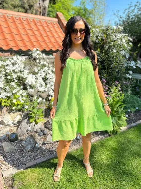 Lime Strappy Bubble Cotton Dress Isla