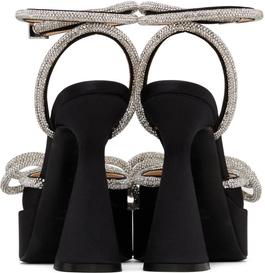 MACH & MACH Black Double Bow 140 Platform Heels