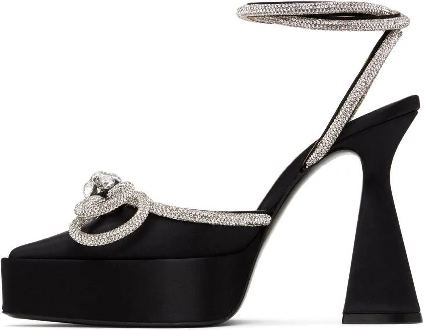 MACH & MACH Black Double Bow 140 Platform Heels