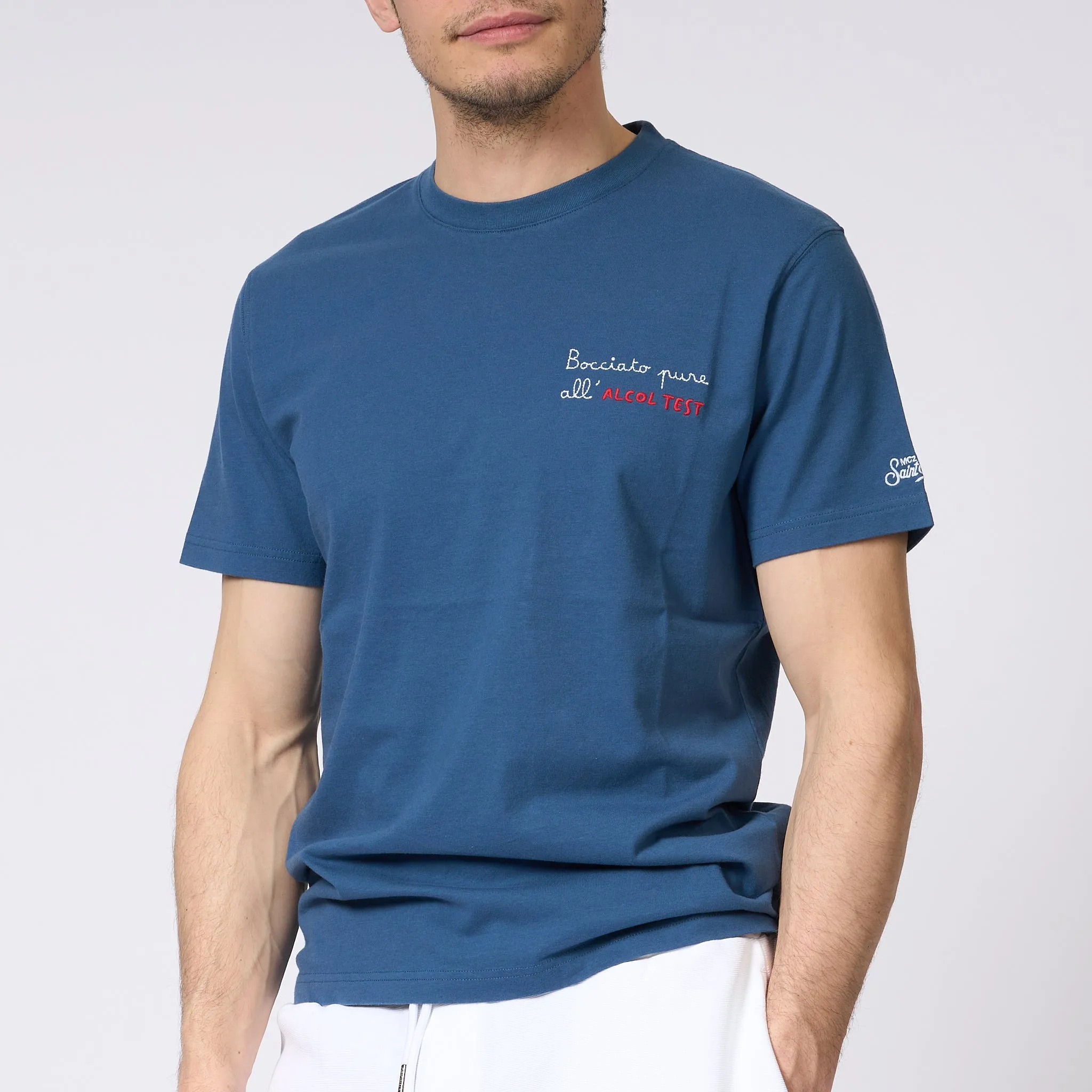 Mc2 Saint Barth T-shirt Alcol Test Blu Uomo