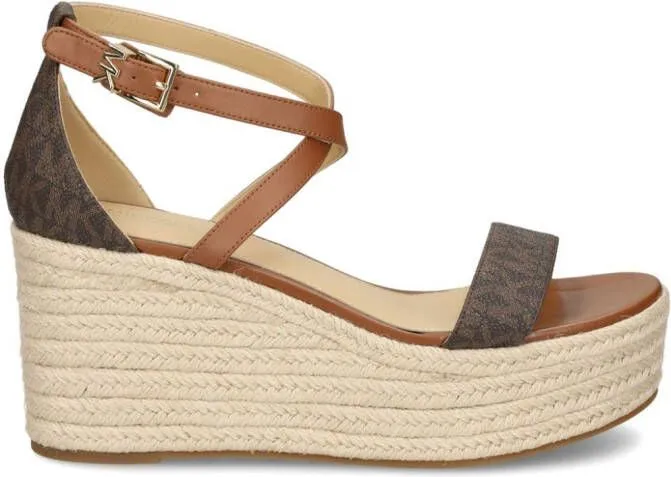 Michael Kors Serena monogram wedge sandals Brown