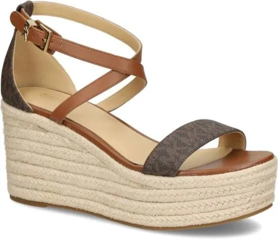 Michael Kors Serena monogram wedge sandals Brown