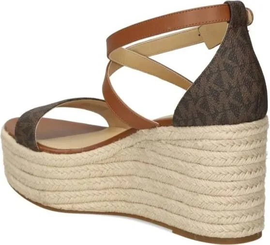 Michael Kors Serena monogram wedge sandals Brown