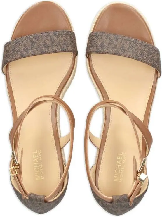 Michael Kors Serena monogram wedge sandals Brown