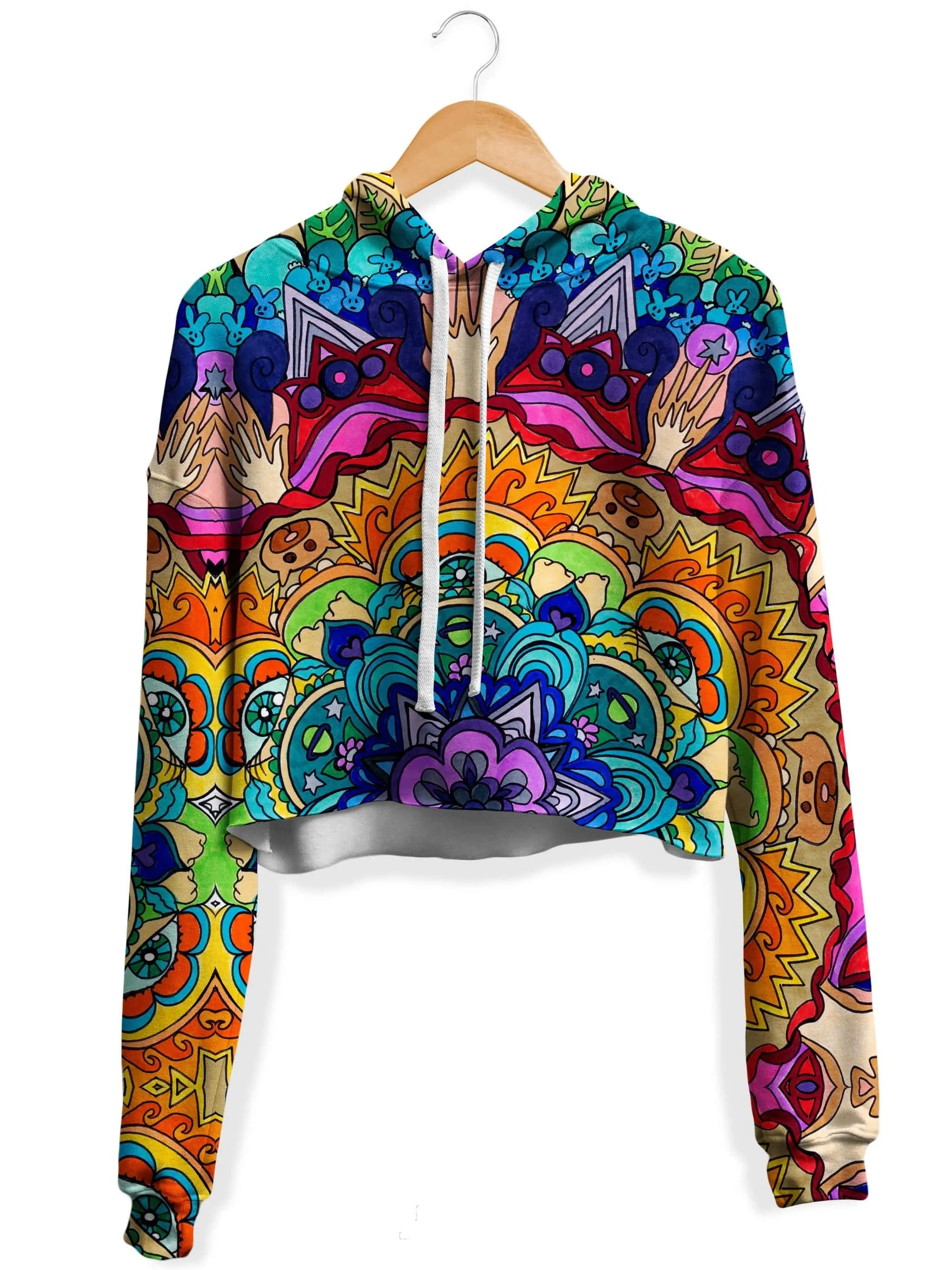 Microcosm Mandala Fleece Crop Hoodie