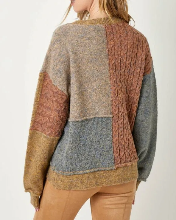 MIXED WEAVE PULLOVER SWEATER