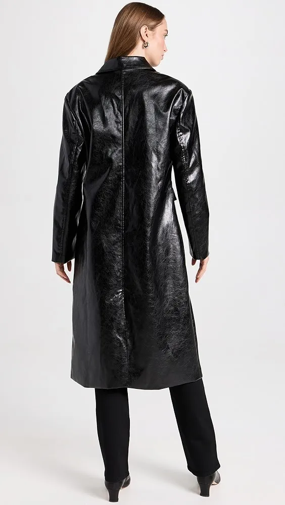 Moon River   Faux Leather Midi Coat 