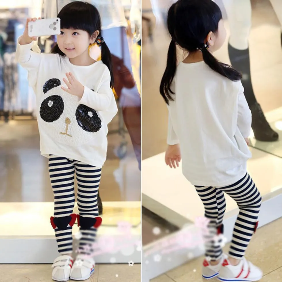 new children's clothing Girls cute paillette panda batwing Hoodies sweatshirts kids t-shirts clothes SM6