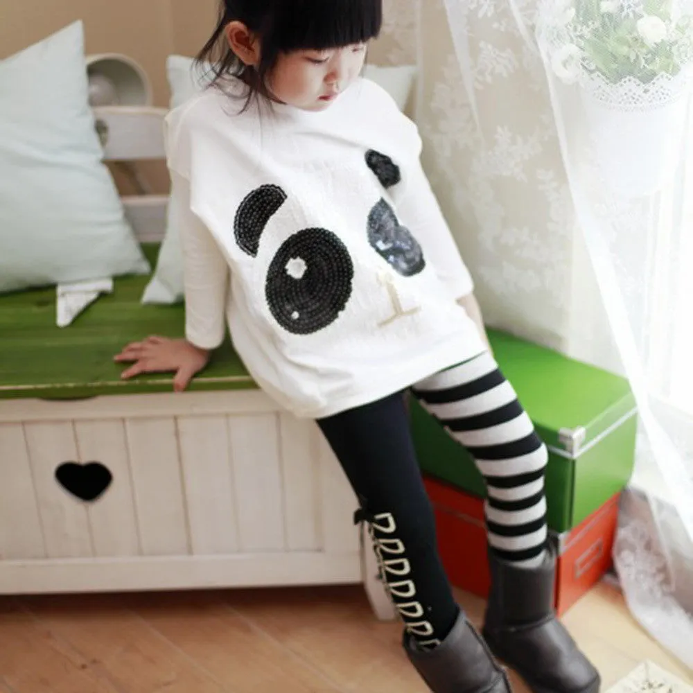 new children's clothing Girls cute paillette panda batwing Hoodies sweatshirts kids t-shirts clothes SM6