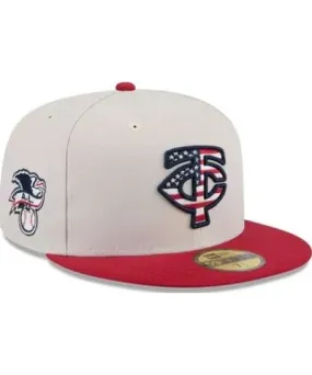 New Era Men's MLB Khaki/Red Minnesota Twins 2024 Fourth of July 59FIFTY Fitted Hat