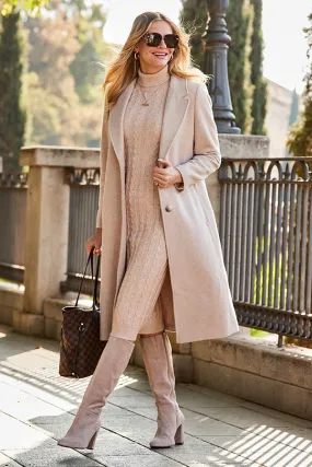 Oatmeal Premium Longline Wool Mix Coat