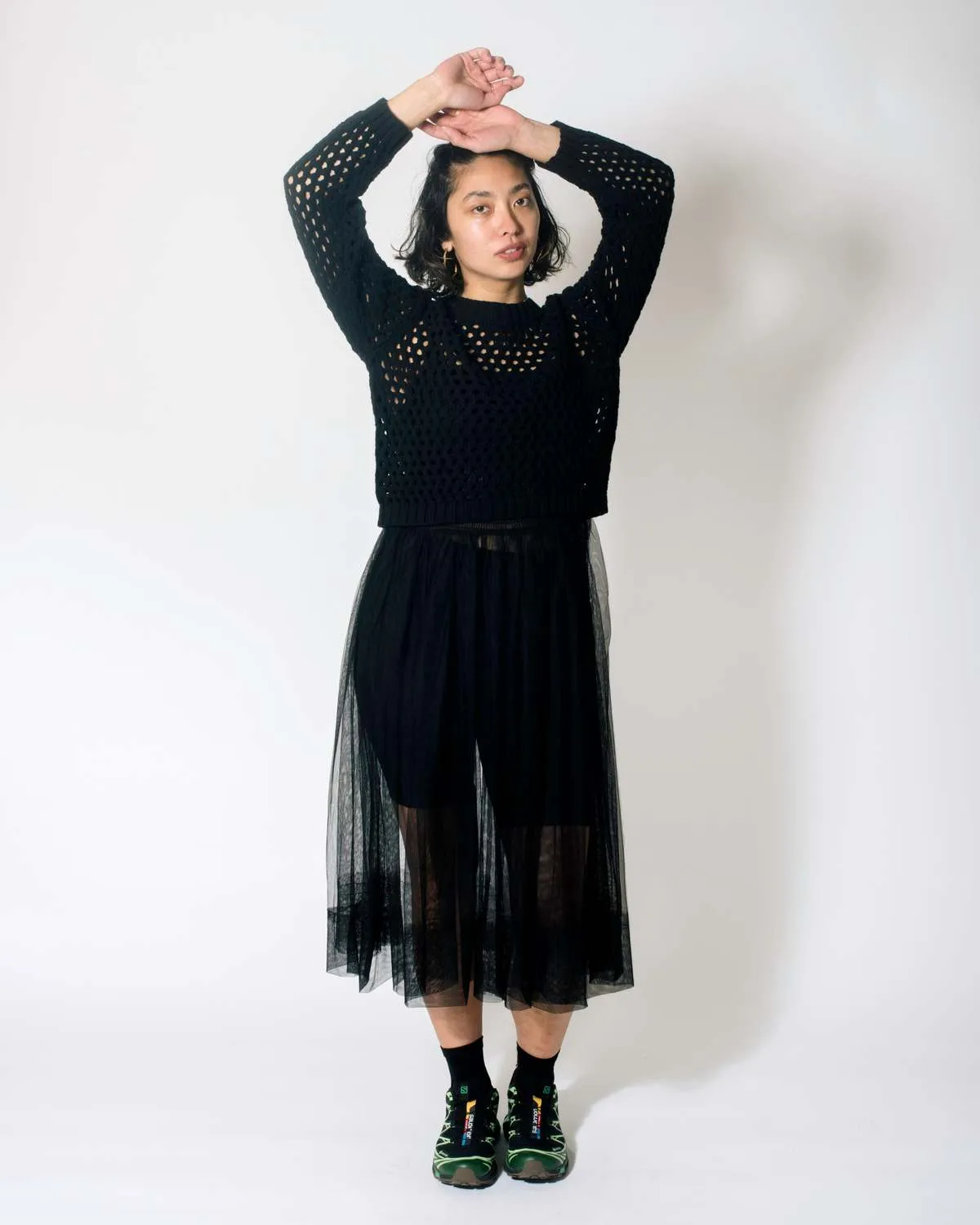 Open Knit Sweater - Black