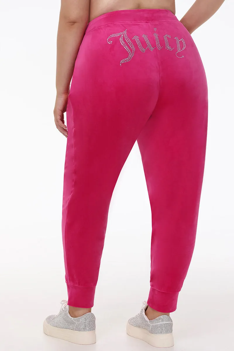 Plus-Size Big Bling Velour Jogger