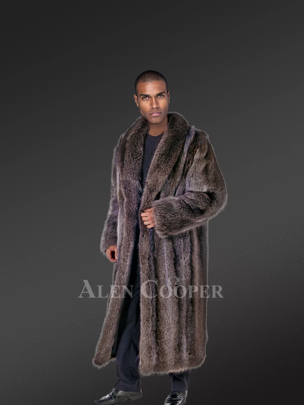 Raccoon Fur Long Coat for Men