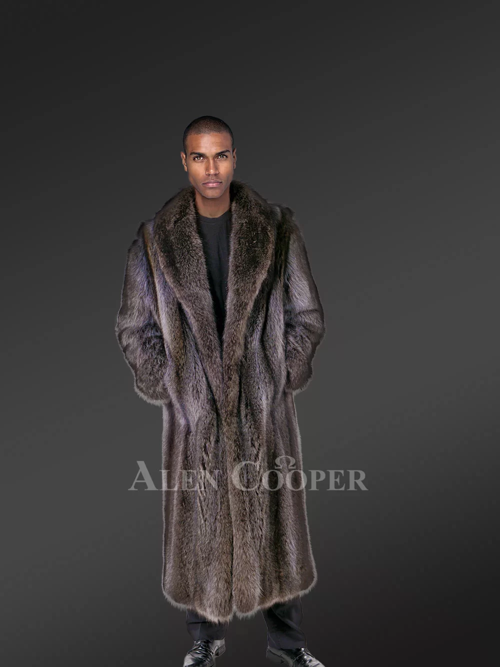 Raccoon Fur Long Coat for Men