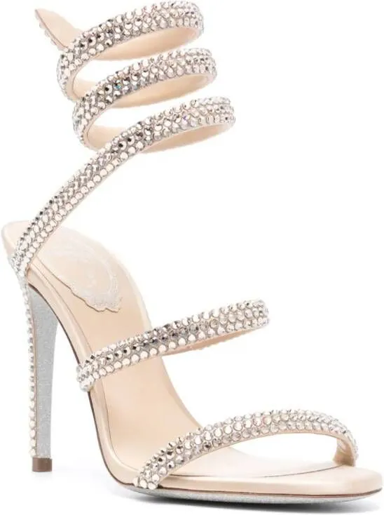 René Caovilla Cleo 105mm rhinestone sandals Neutrals