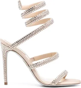 René Caovilla Cleo 105mm rhinestone sandals Neutrals