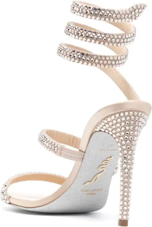 René Caovilla Cleo 105mm rhinestone sandals Neutrals