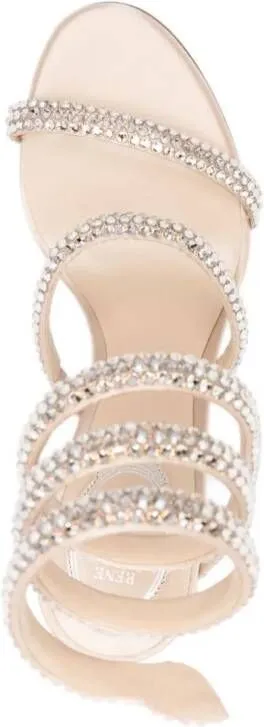 René Caovilla Cleo 105mm rhinestone sandals Neutrals