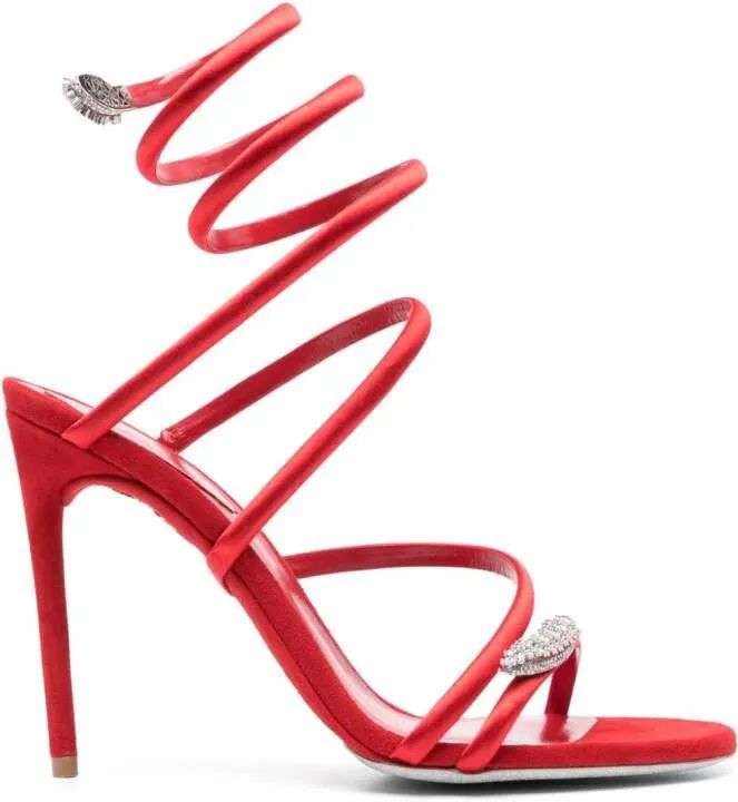 René Caovilla Serpent 105 mm sandals Red