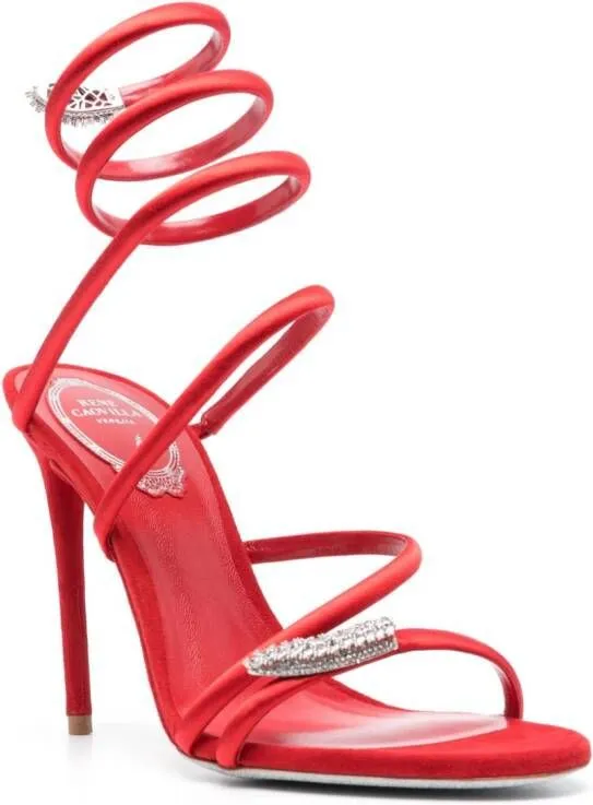 René Caovilla Serpent 105 mm sandals Red