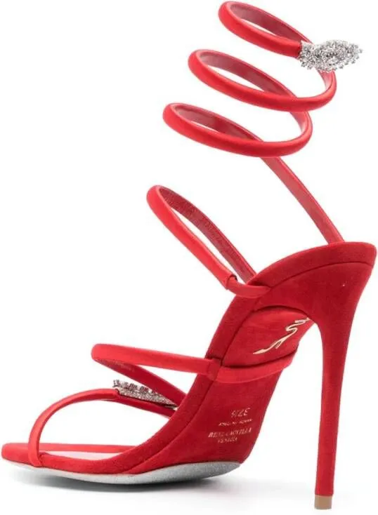 René Caovilla Serpent 105 mm sandals Red