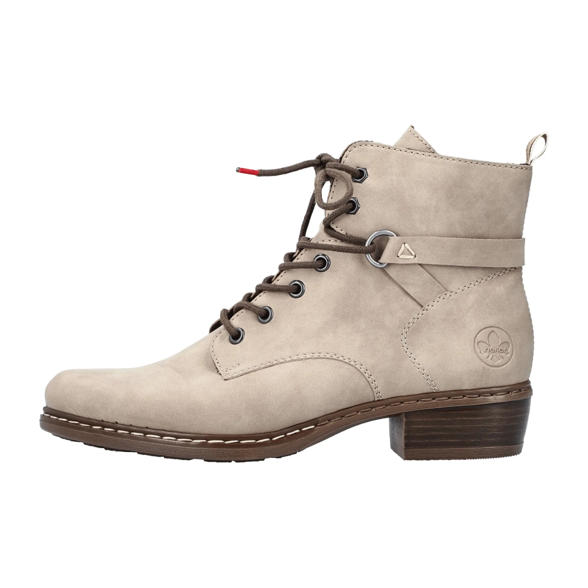 Rieker HWK Beige Ankle Boots for Women with Zipper and Laces