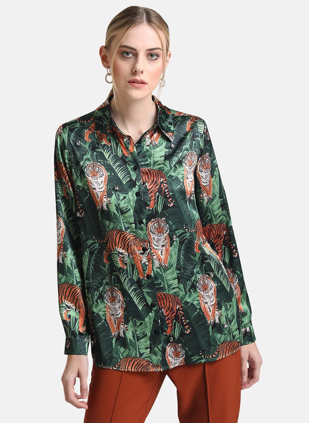 Satin Printed Loosed Shirt