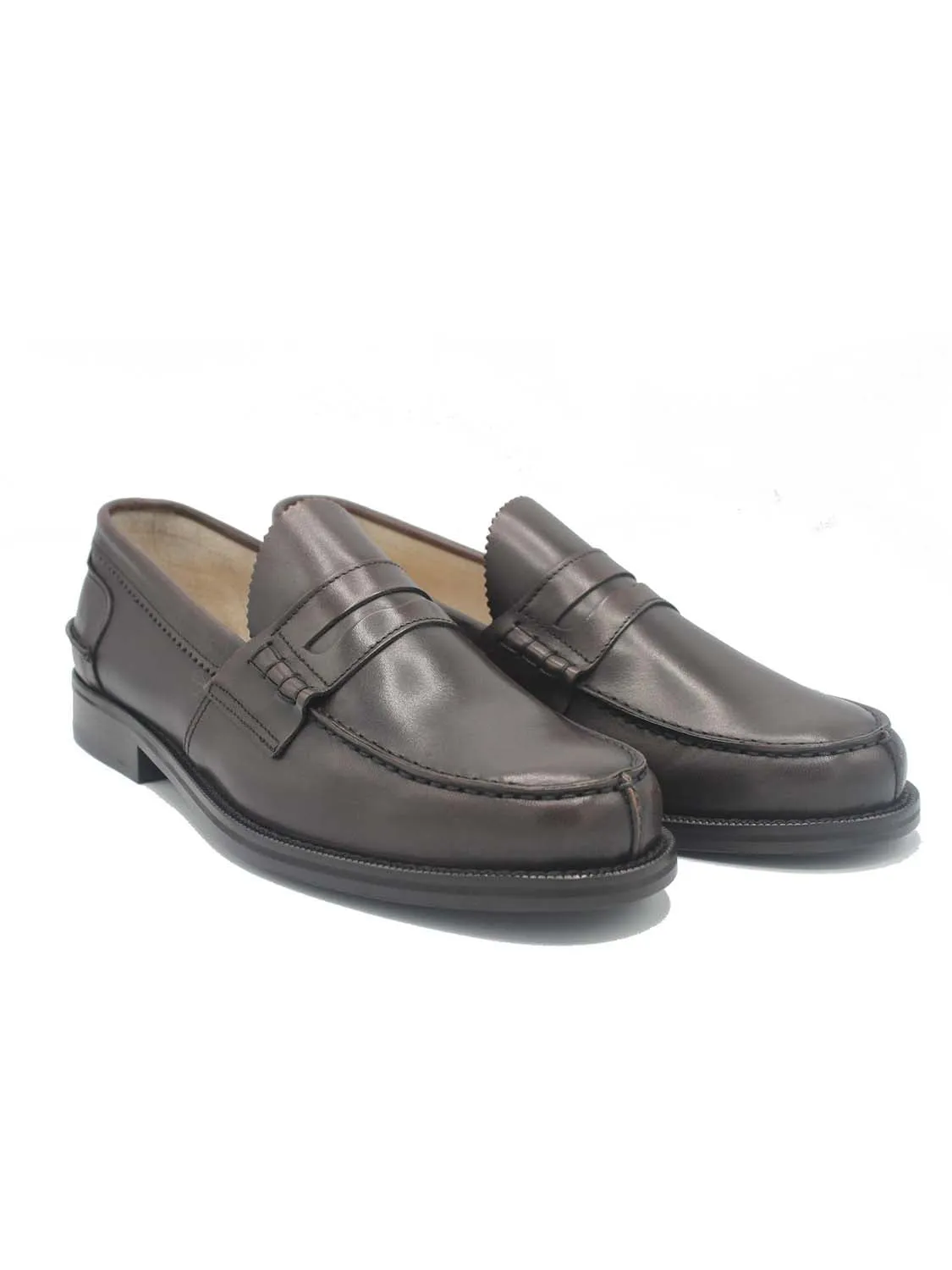 SAXONE OF SCOTLAND PENNY LOAFER PELLE MARRONE