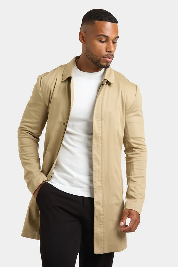 Shower Resistant Collared Coat in Stone