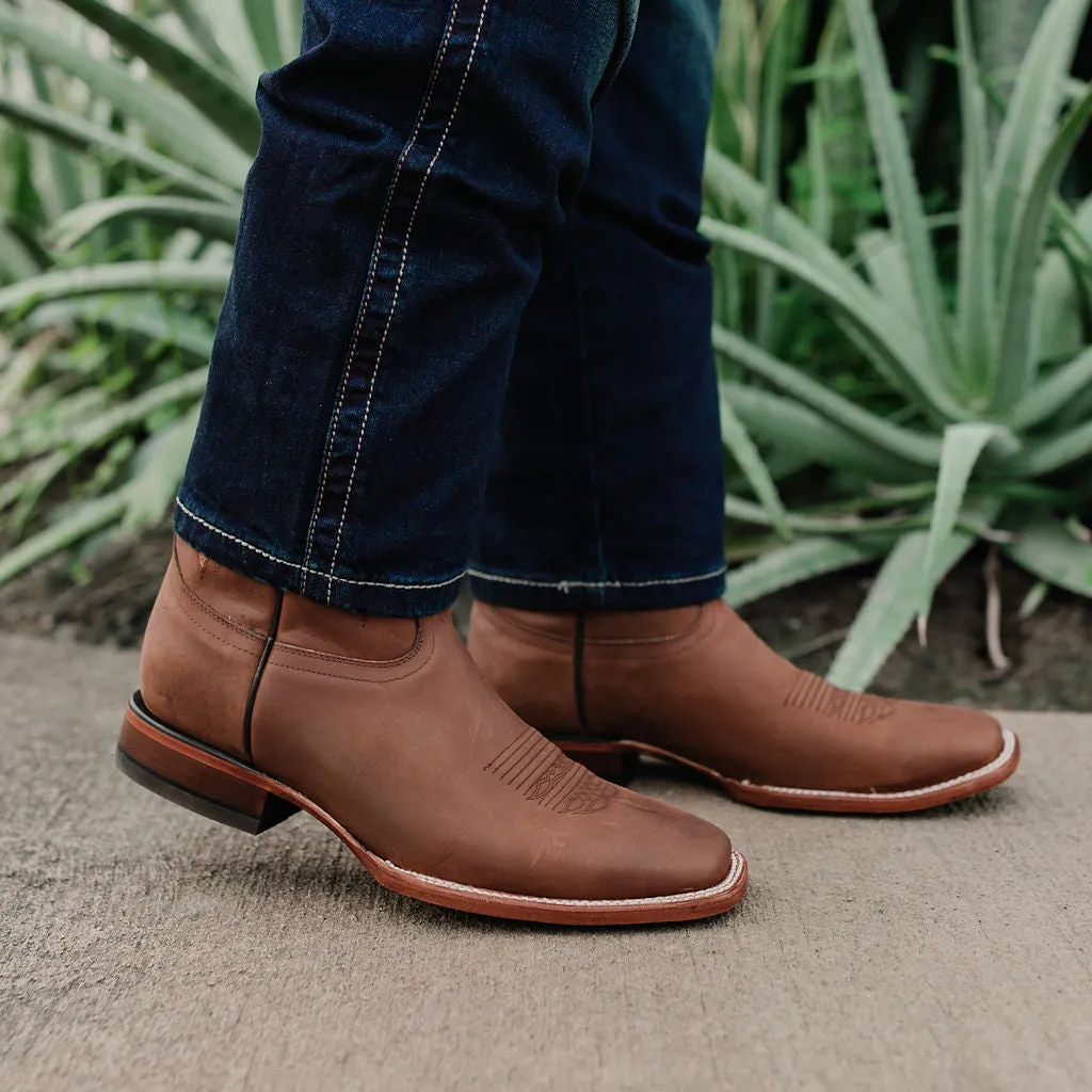 Soto Boots Brown Men's Leather Square Toe Cowboy Boots H4004