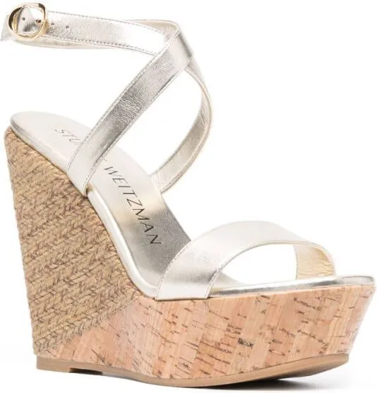 Stuart Weitzman 130mm open-toe platform sandals Gold