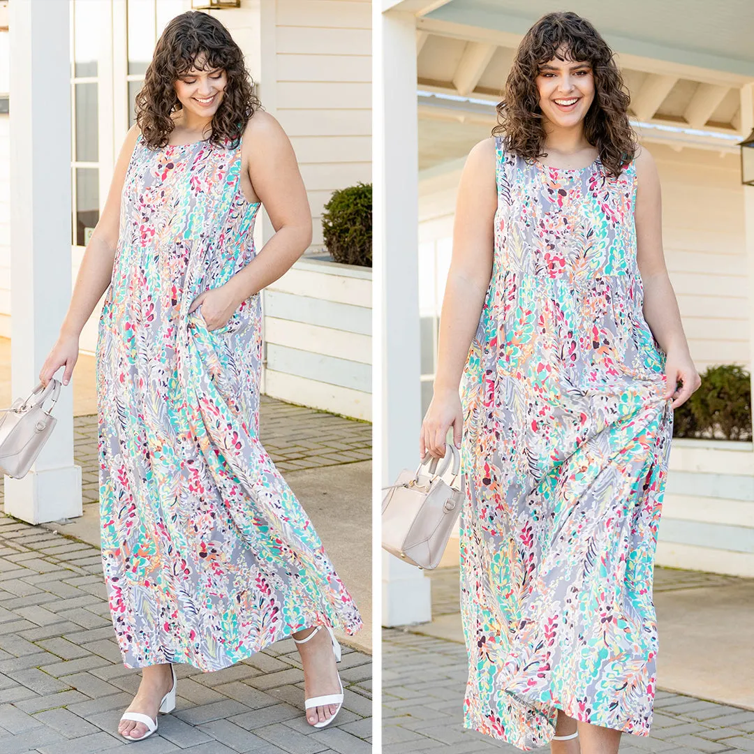 Summer Babe Maxi Dress, Gray Multi