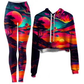 Sunset Melt Crop Hoodie and Leggings Combo