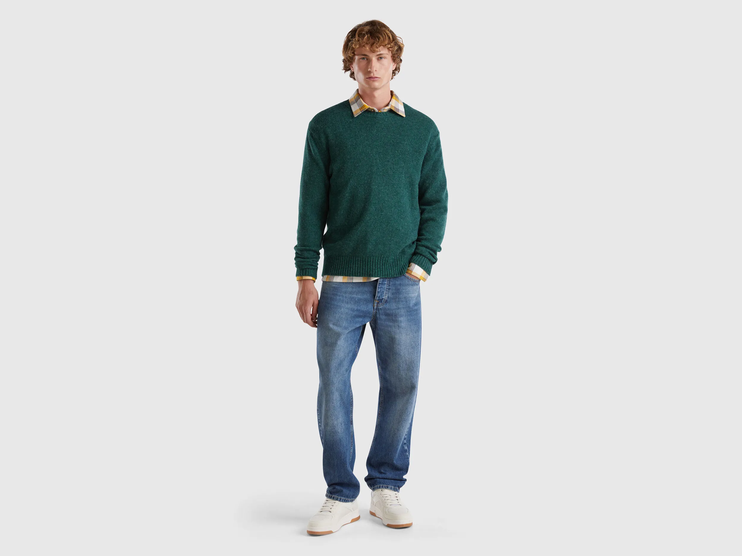 Sweater in Shetland wool - Green | Benetton