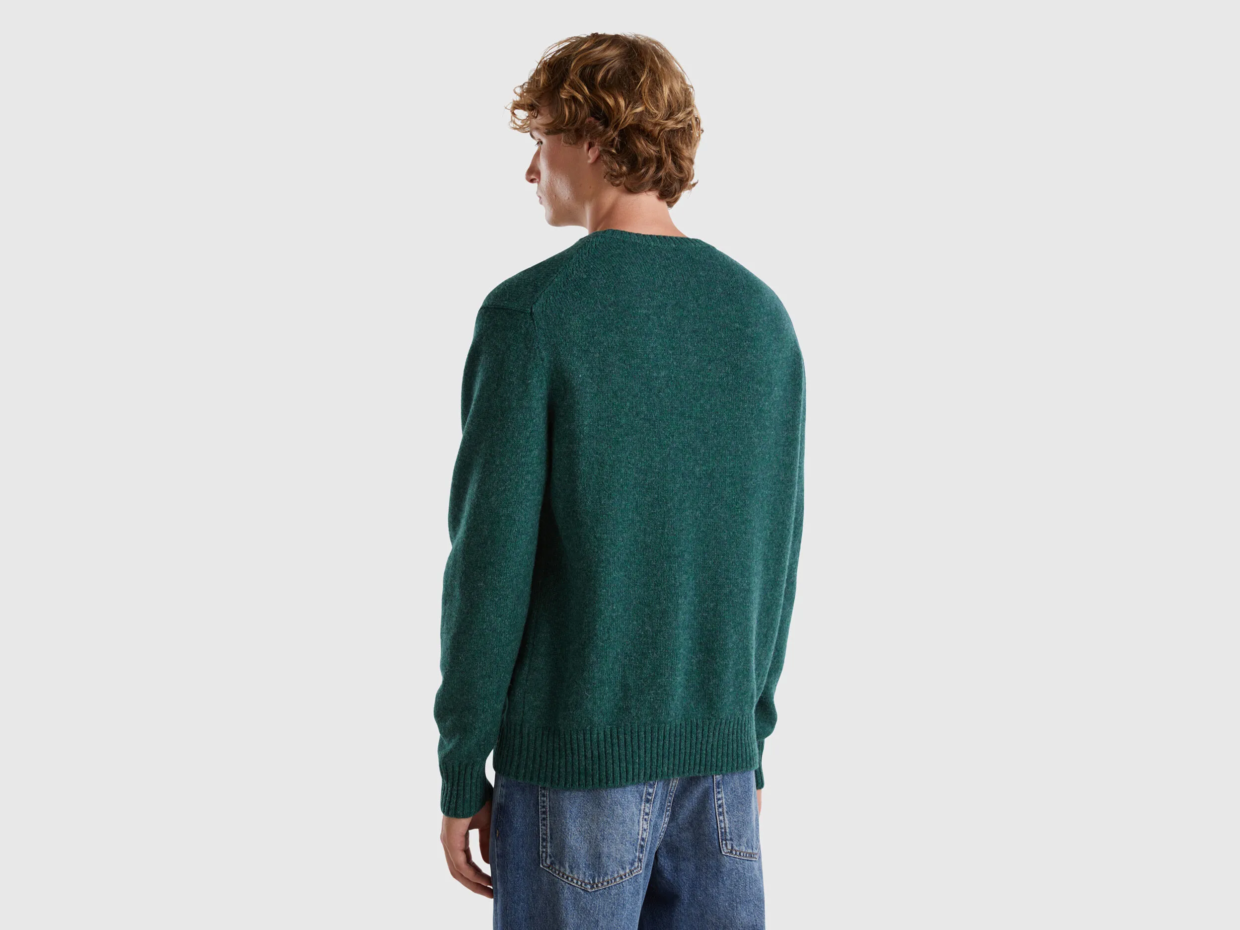 Sweater in Shetland wool - Green | Benetton