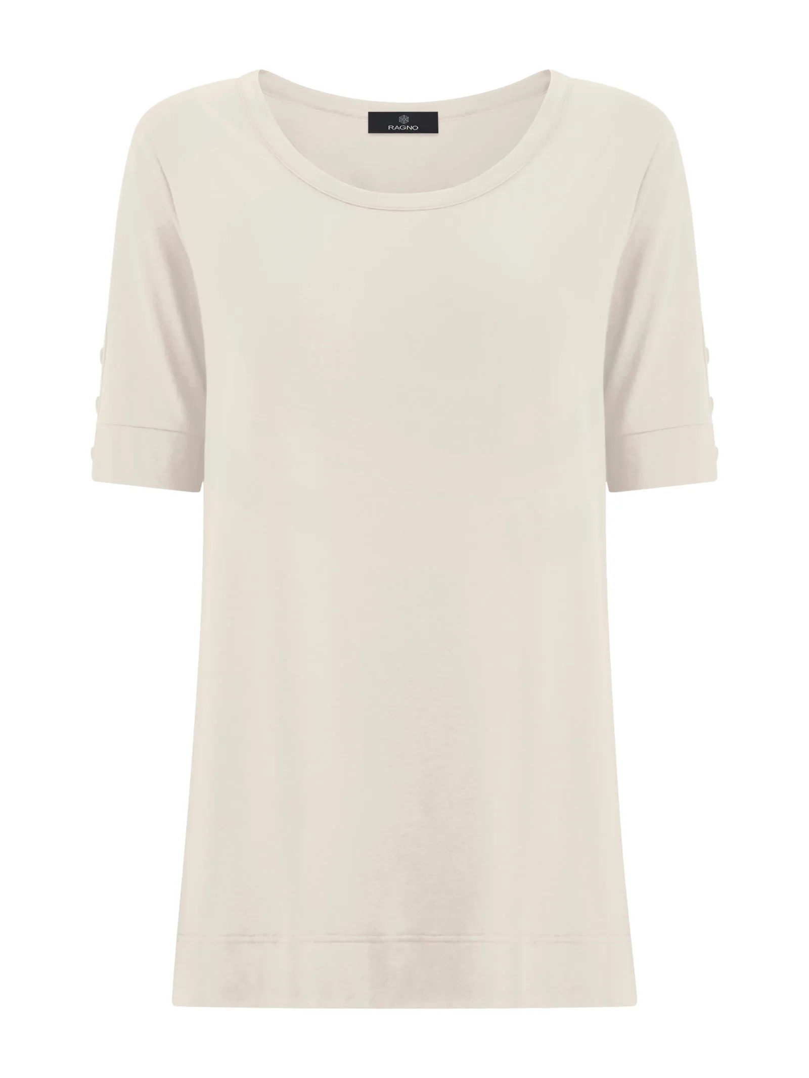 T-shirt girocollo con bottoni in Viscosa Summer  - Champignon