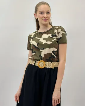 T-shirt mezza manica con stampa militare