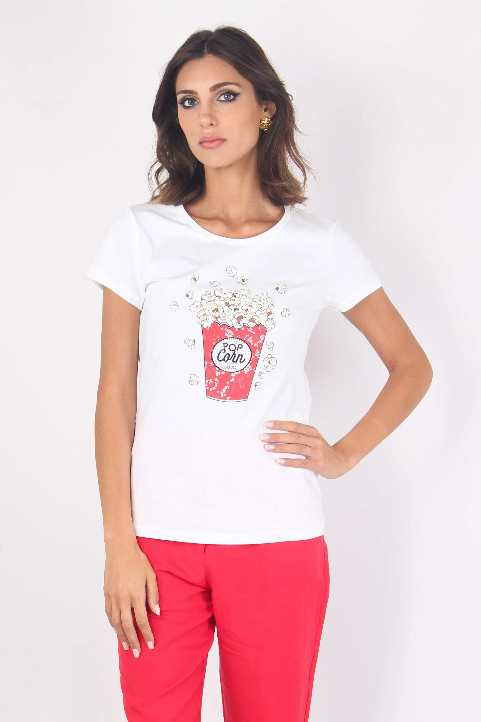 T-shirt Stampa Popcorn Bco/liujo